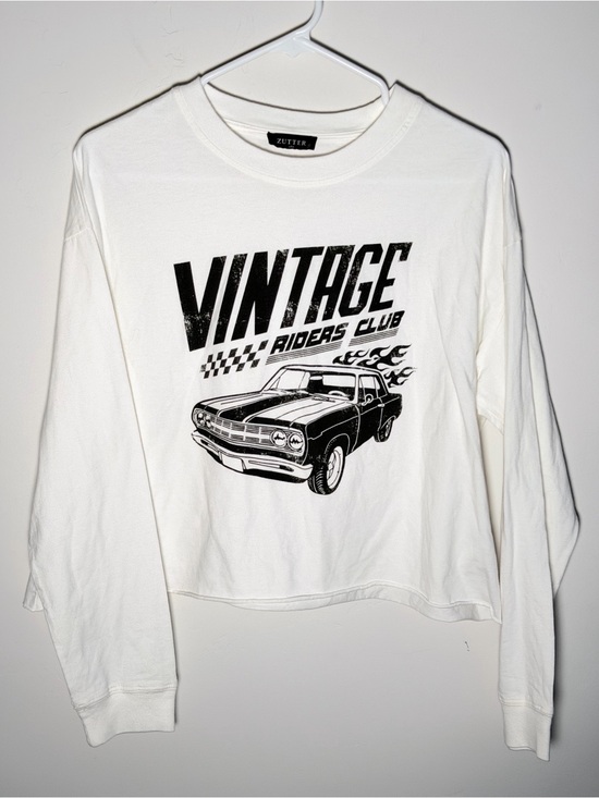 zutter Tops - Zutter White Vintage Riders Club Graphic Crop Top
